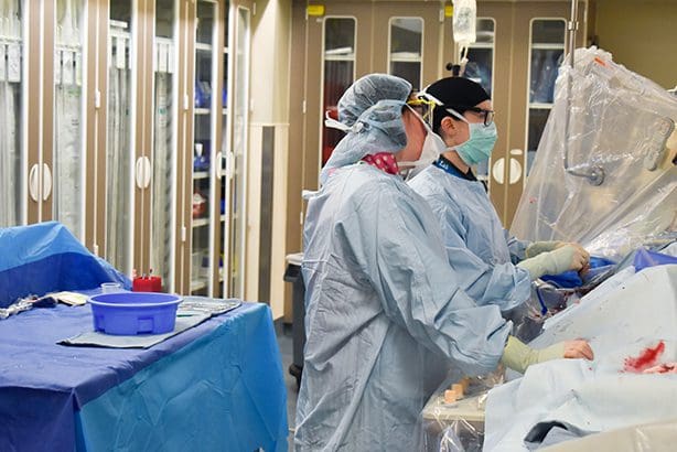 Cath lab team performing procedure at Heart Institute