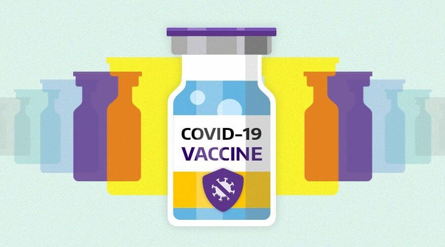 illustration of COVID-19 vaccine bottle