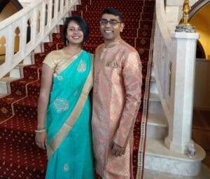 Desia and his wife, Lavanya, at a family wedding