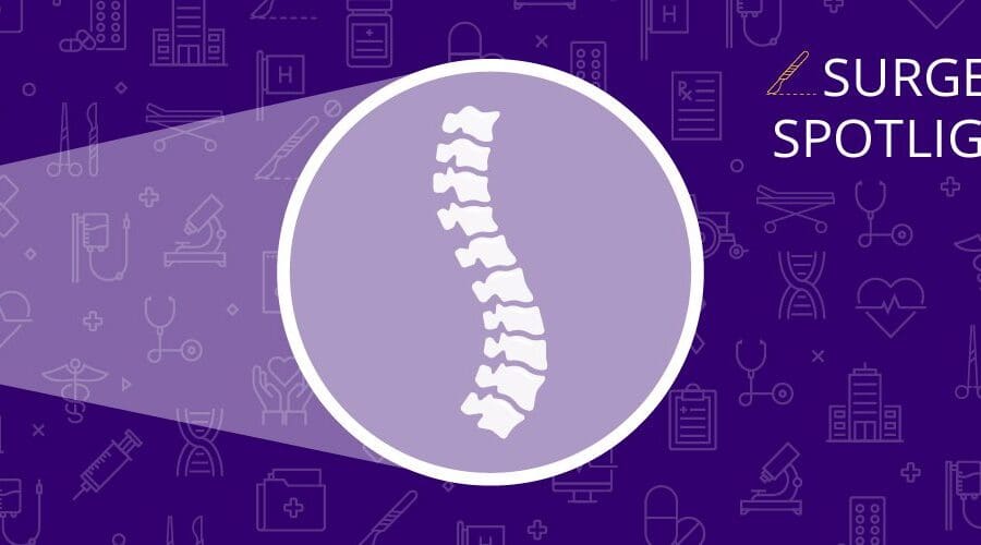 An illustration of a spine in a spotlight.