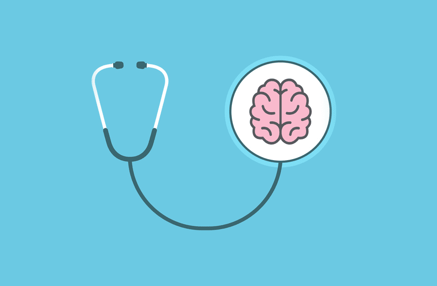 An illustration of a stethoscope and a brain