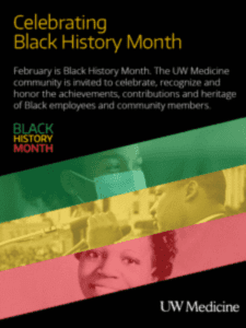 Black History Month Poster with green, yellow and red banners