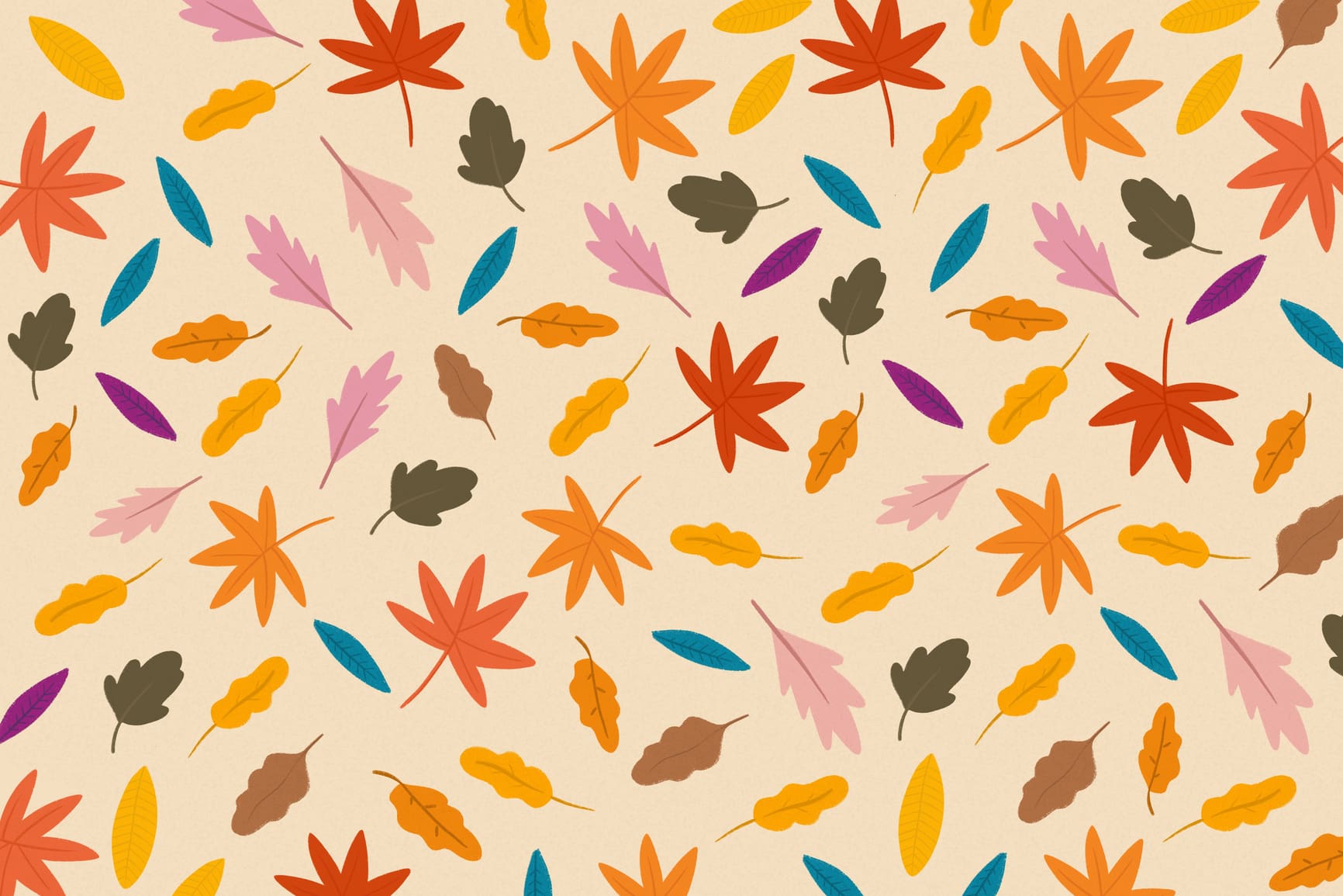 An illustration of fall leaves on a neutral background